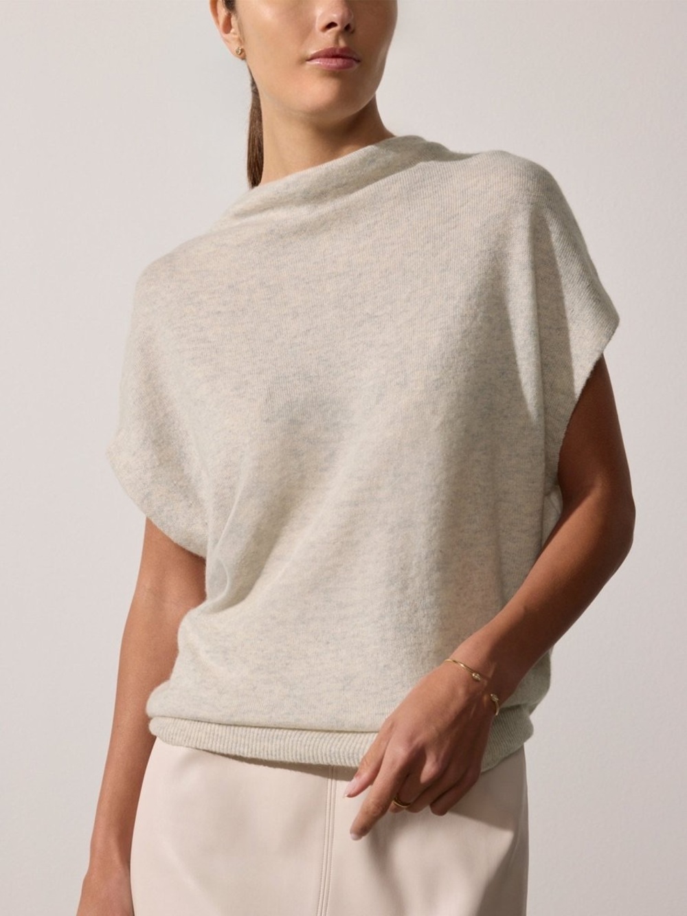 Brochu walker Morten Funnel Neck Cashmere Top Pure Cashmere Draped Funnel Neck